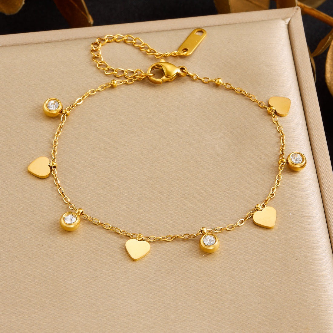 Women's Stainless Steel Simple Gold-plated Love Chain Bracelet