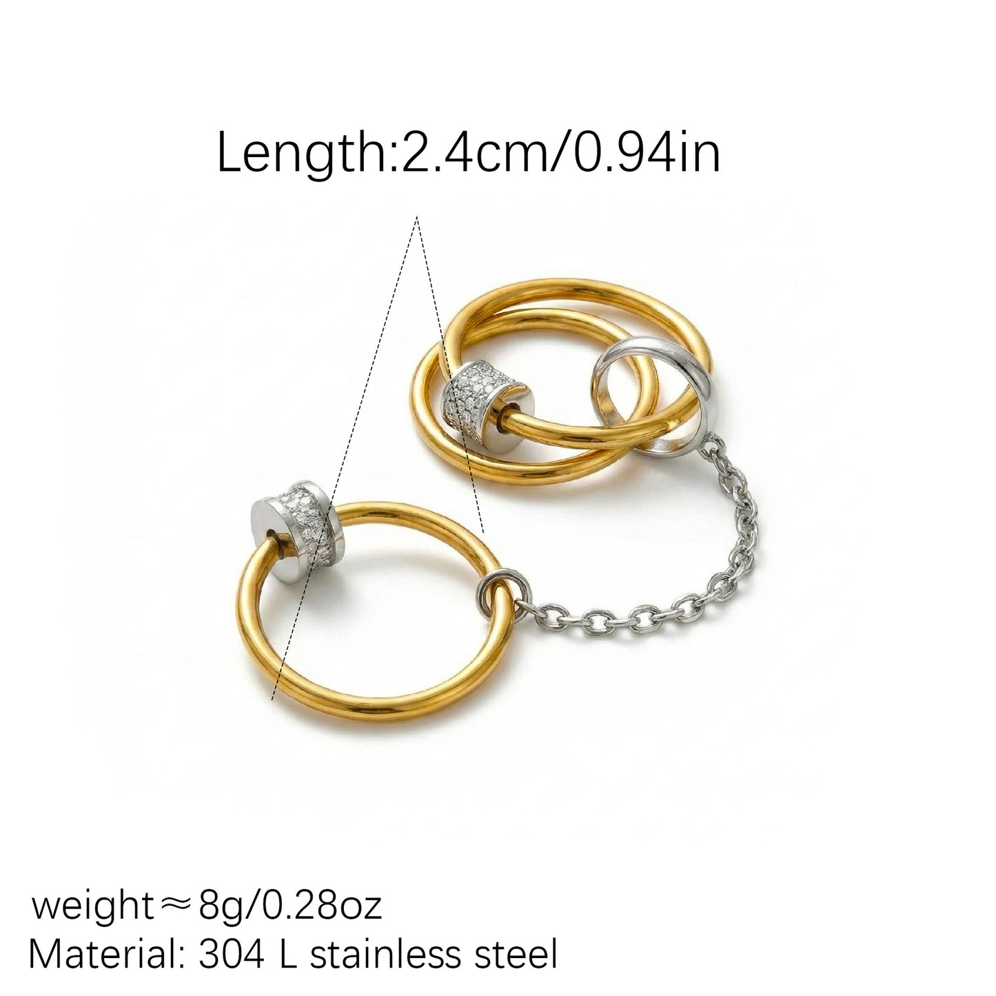 Stainless Steel Couple Buckle Rich Details Display Versatile Personality Ring