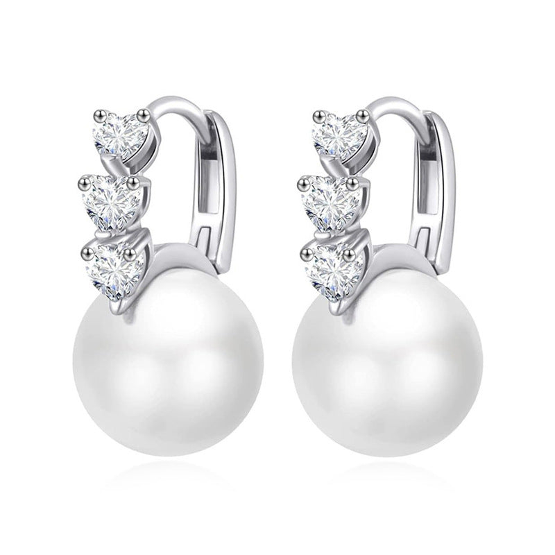 Shi Glossy Pearl Geometric Elegant Graceful Earrings