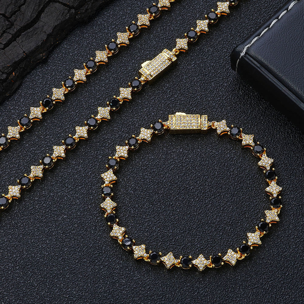 Men's Star Zircon Tennis Hip Hop Trendy Jewelry Set