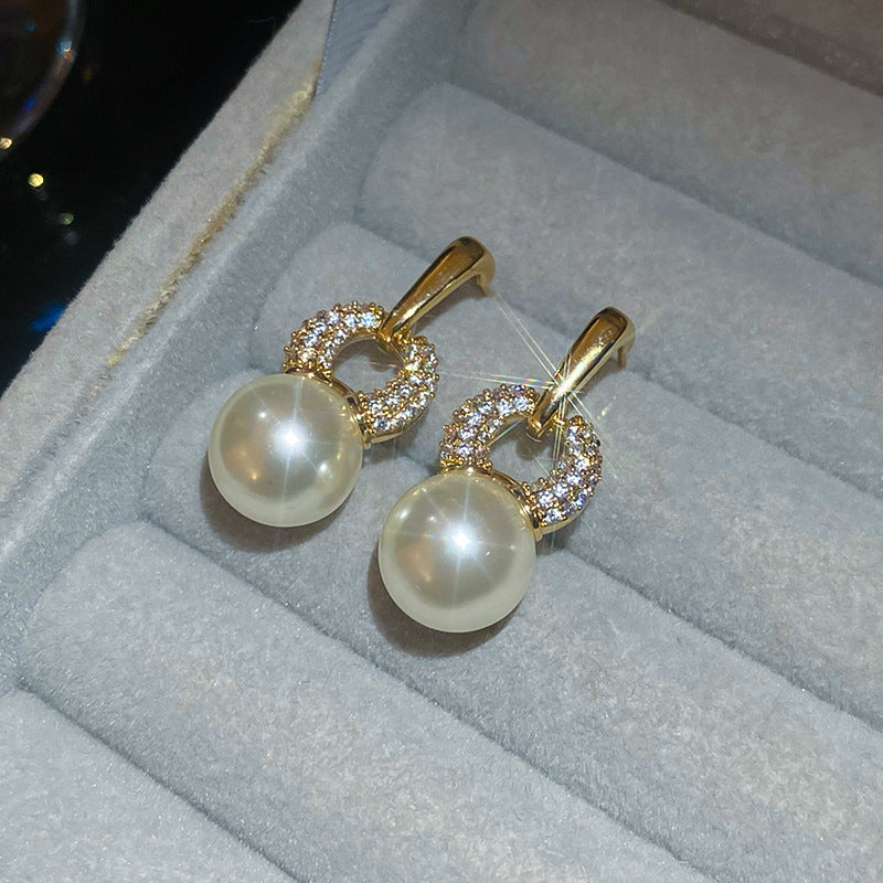 Cheese Pleated Fashionable Casual Style Ear Hook Earrings