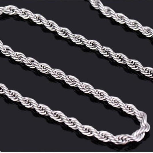Men's Long Korean Hemp Flowers Chain Sier Necklaces