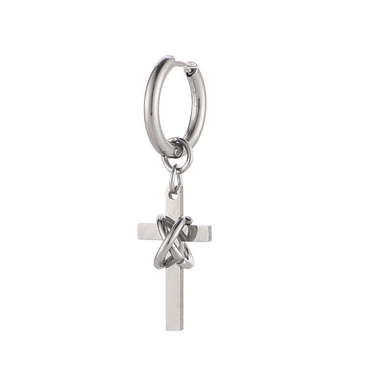 Men's Binding Cross Trendy Punk Goth Eardrops Ear Clip Female Earrings