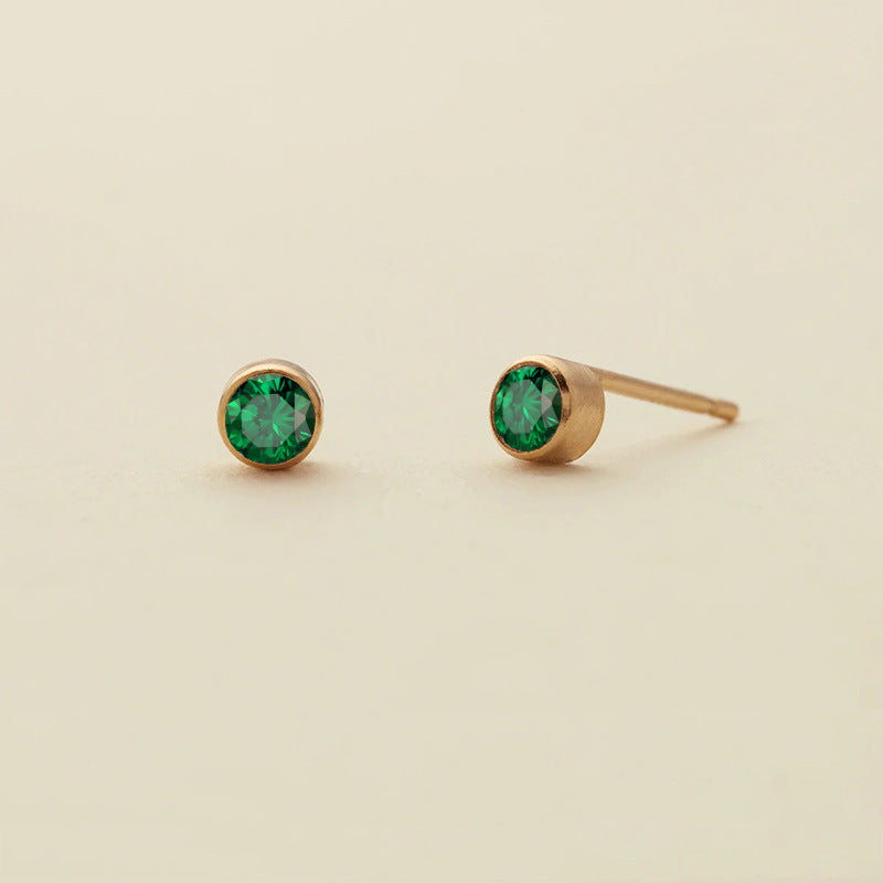 Rhinestone Color Niche Stainless Steel Gold Plated Ear Stud Earrings