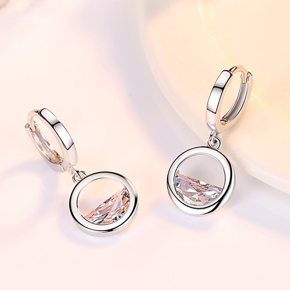 Women's Semicircle Water Drop Ear Korean Style Sweet Idyllic Minimalist Zirconium Earrings