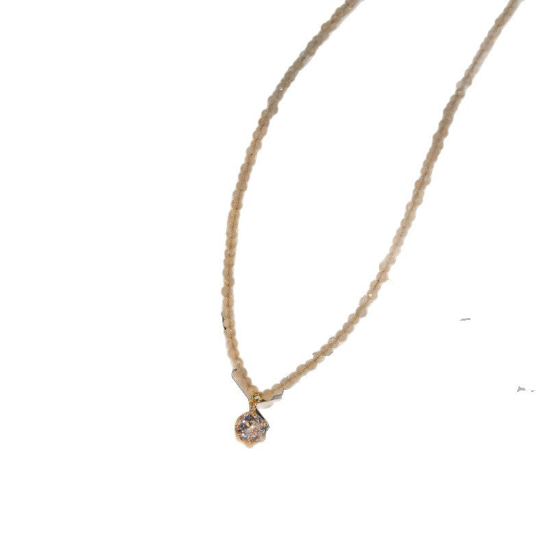 Women's Champagne Geometric Moissanite Clavicle Chain Light Luxury Minority Necklace