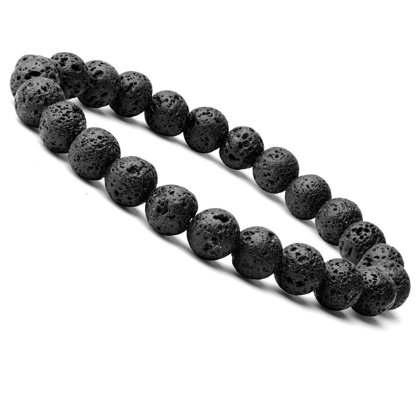 Stone Lava Volcanic Rock Hematite Stretch Bracelet