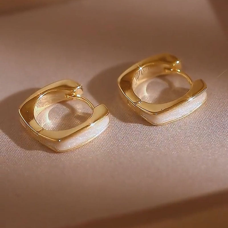 Women's Luxury High-grade Drip Glazed Geometric Ear Clip Minority Simple Design Earrings