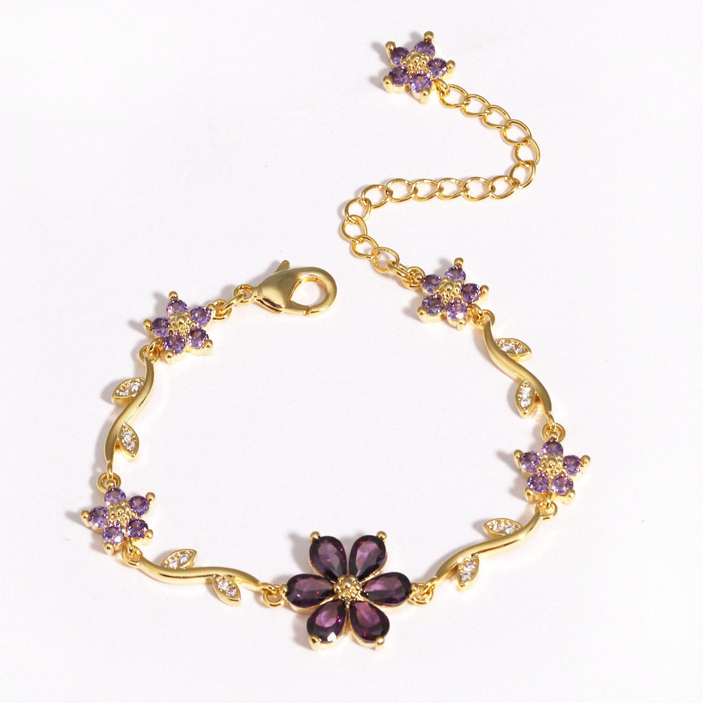 Cute Sweet Pastoral Style Love Heart Flowers Valentine's Day Bracelet