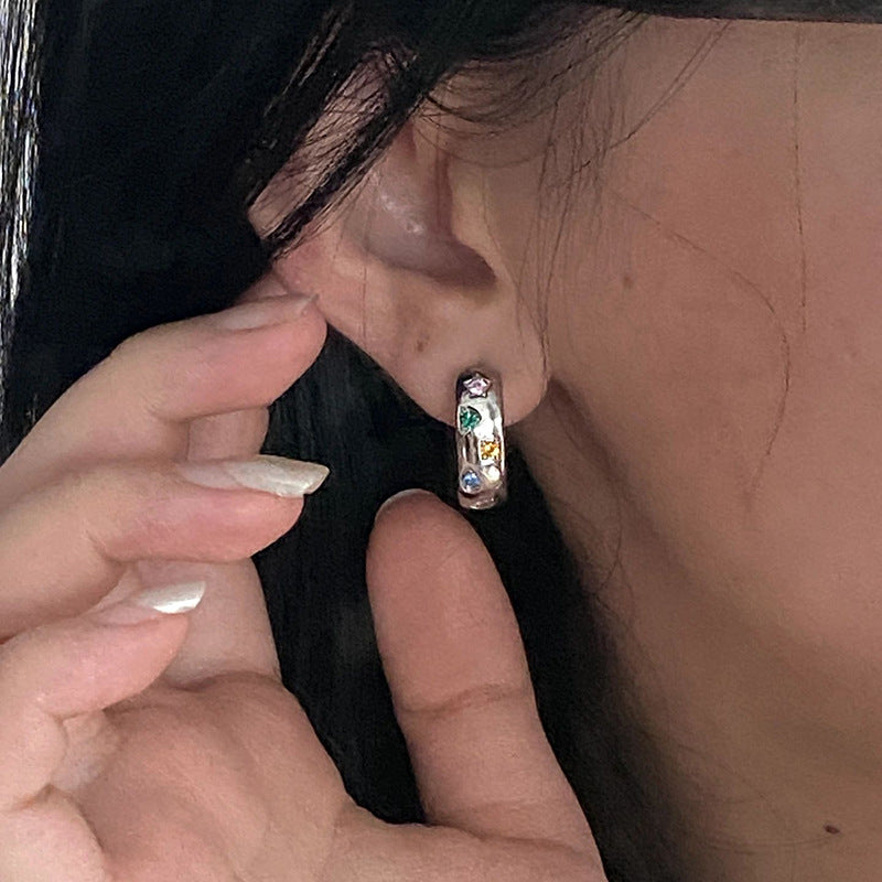 Color Zirconium Clip Female Light Luxury Minority Upon Ear Buckle