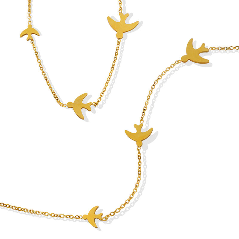 Cute Animal Three Swallow Clavicle Personalized Necklaces