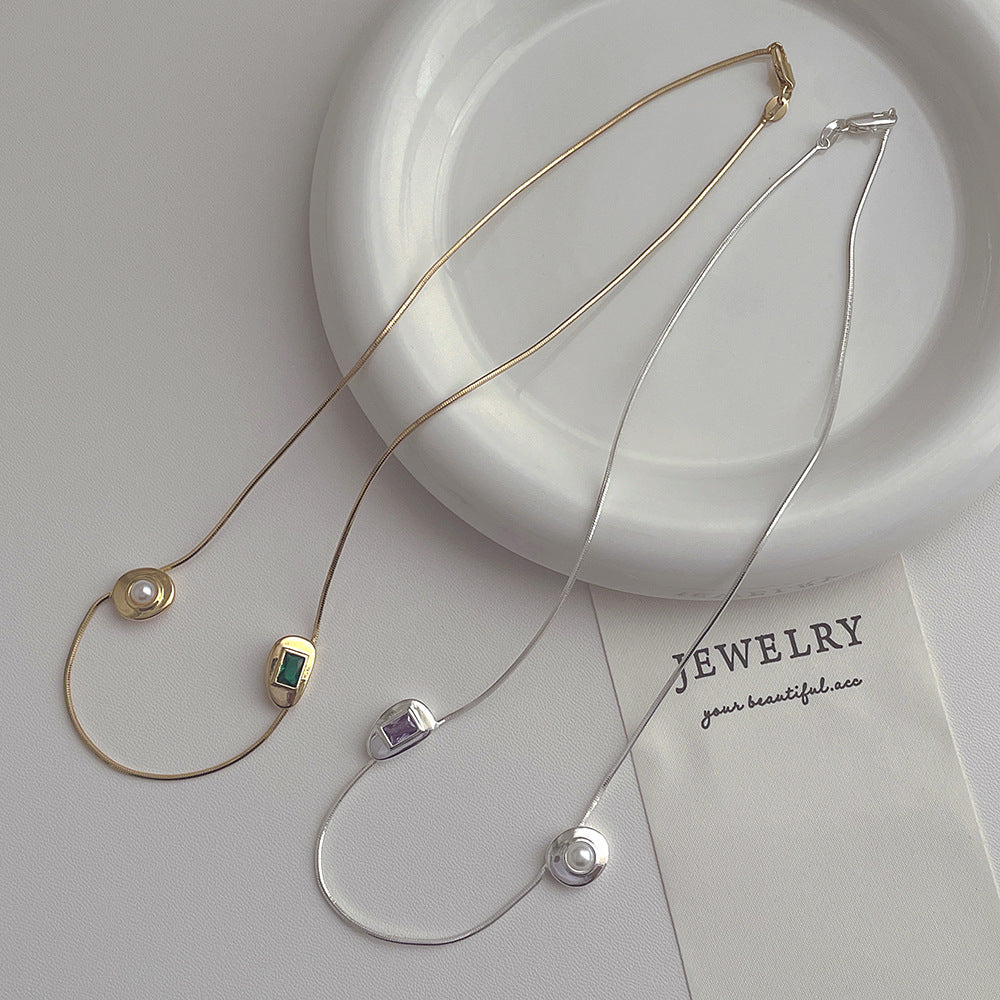 Zircon Pearl High-grade Light Luxury Clavicle Chain Necklaces