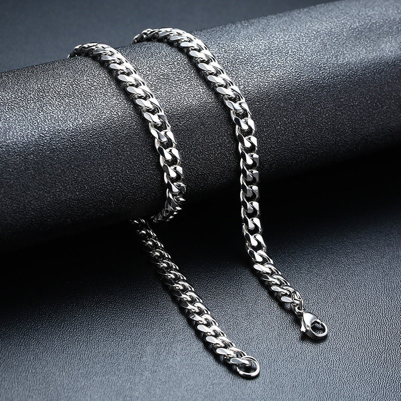 Women's & Men's Hop Trendy Thick Stainless Steel Titanium Cuban Necklaces