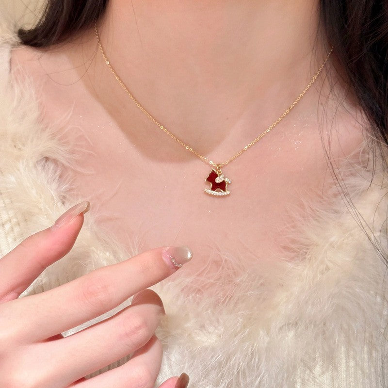 Oil Metal Pony Chinese Style Light Luxury Minority Clavicle Chain Necklace