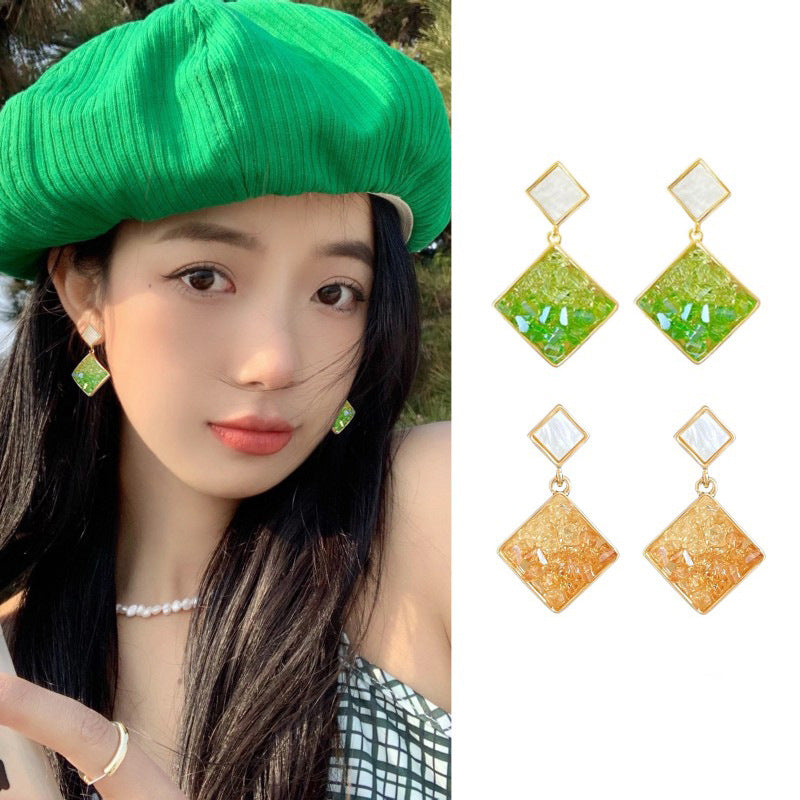 Women's Sier Needle Niche Design High-grade Geometric Fresh Diamond Mori Stud Earrings