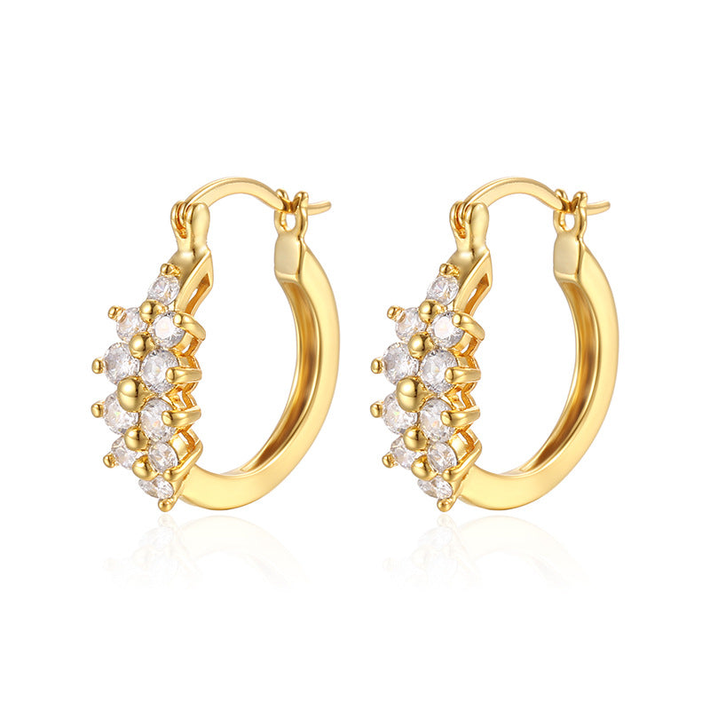 Luxury Purple Zircon Gold Plated Fashion Commuter High Sense Earrings