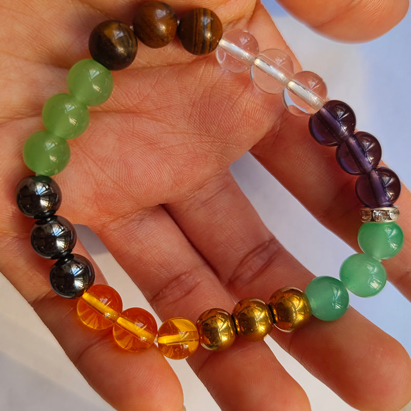 Stone Haematite Amethyst Hand-woven Elastic String Bracelet