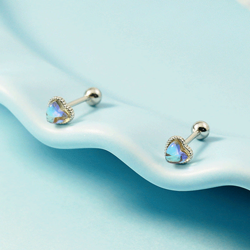Colorful Love Heart Small Simple Trendy Cold Style Stud Earrings