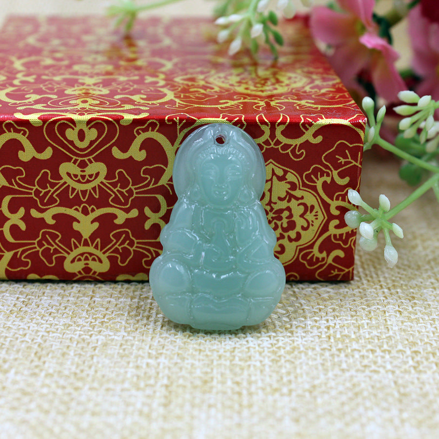 Jade Glass White Peace Stall Temple Pendants