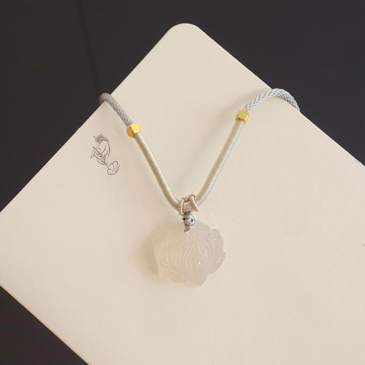 Natural Chalcedony Auspicious Cloud Jequirity Bean Butterfly Lotus Fashion Couple Necklace