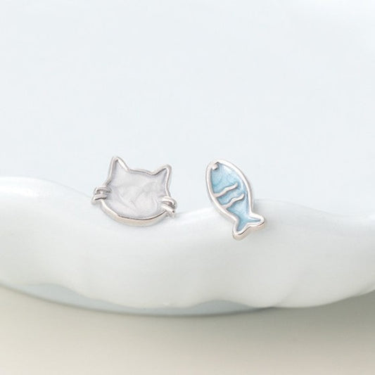 Plated Cat Fish Pure Sweet Cute Female Ear Stud Earrings
