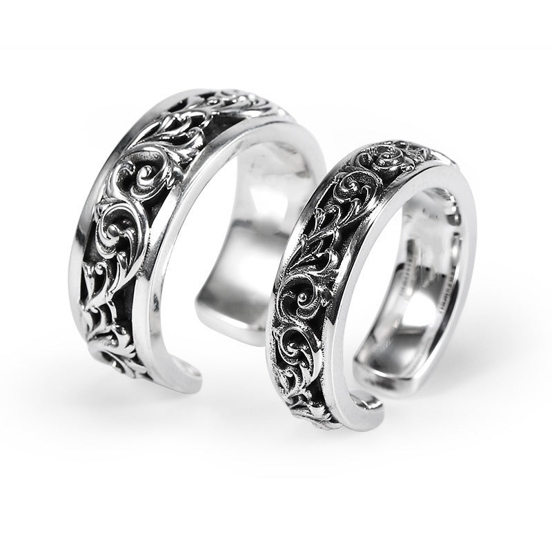 Thai Sier Couple Handmade Gift Vintage Tang Grass Ring