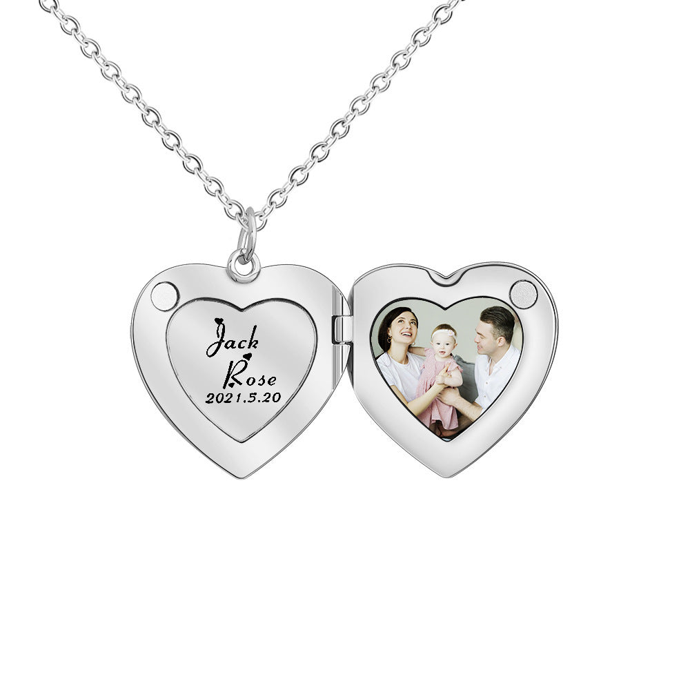 Heart Shape Urn Titanium Steel Family Memorial Necklaces
