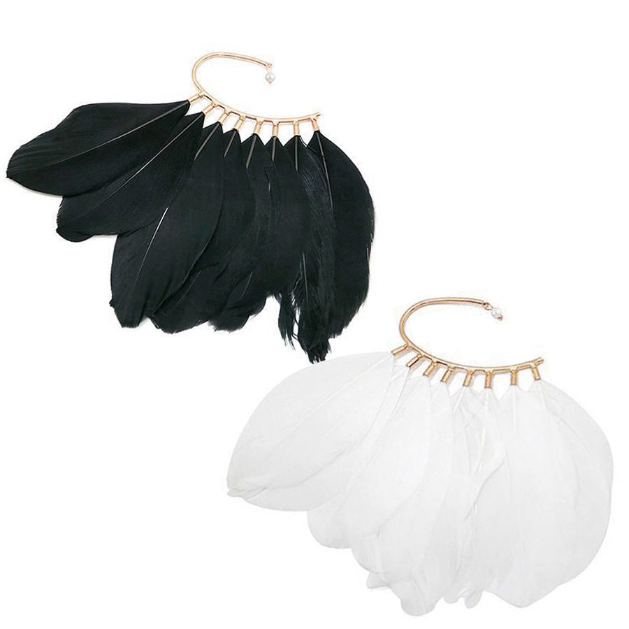 Personality Feather No Piercing Ear Hooks Rings