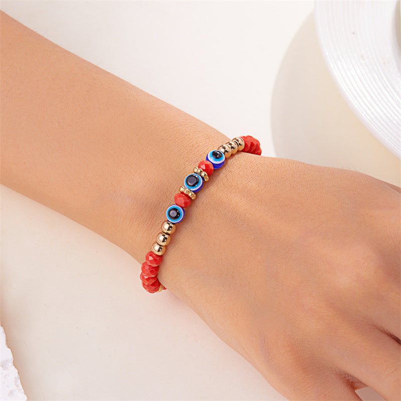 Blue Eyes Red Bead Beaded Weave Bracelets