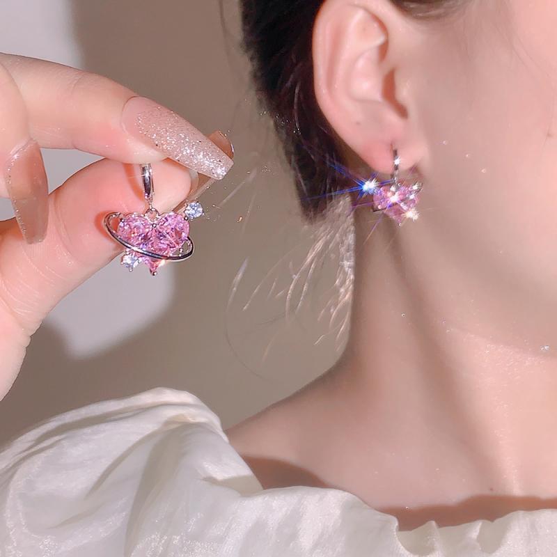 Pink Zircon Love Affordable Luxury Fashion Earrings