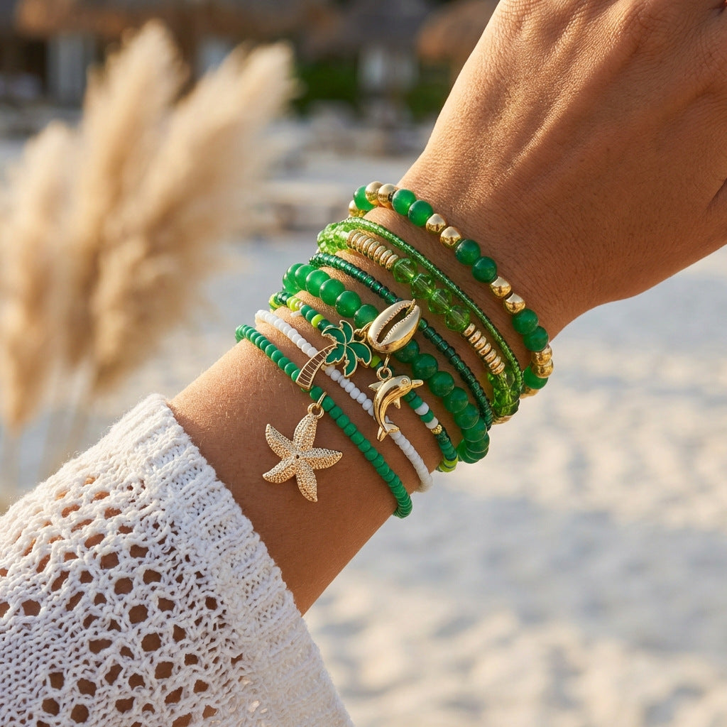 Summer Vacation Style Twin Starfish Fishtail Female Creative Bracelet