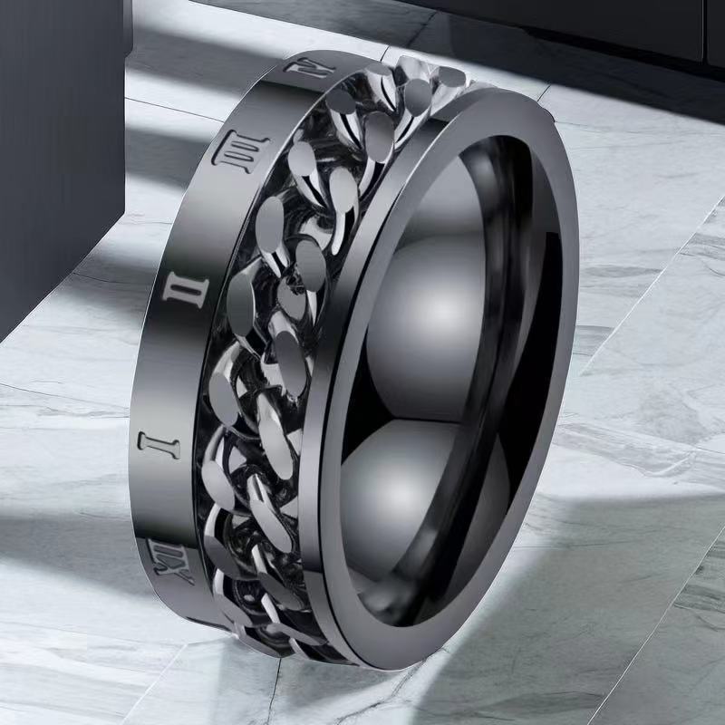 Men's Stainless Steel Chain Niche Trendy Titanium Rings