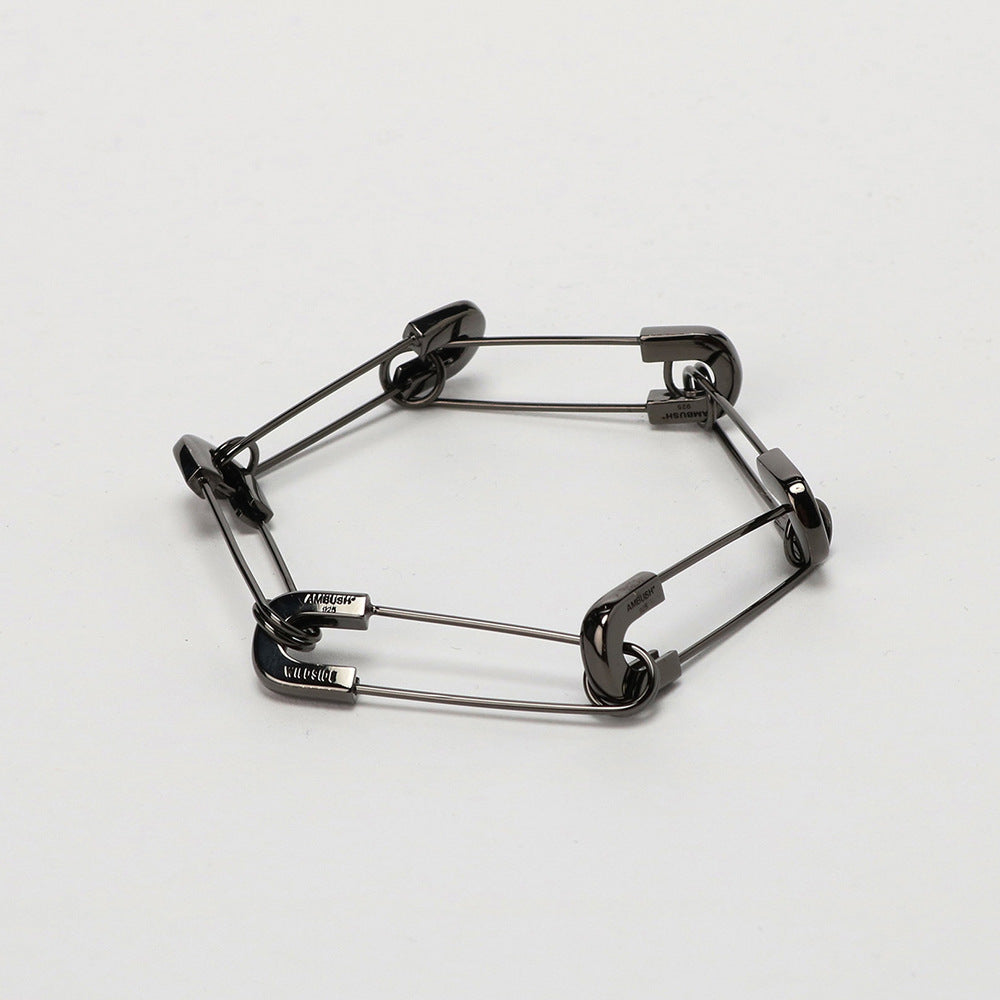 Women's & Men's Niche Black Sterling Sier Pin Personality Style Trendy Earrings