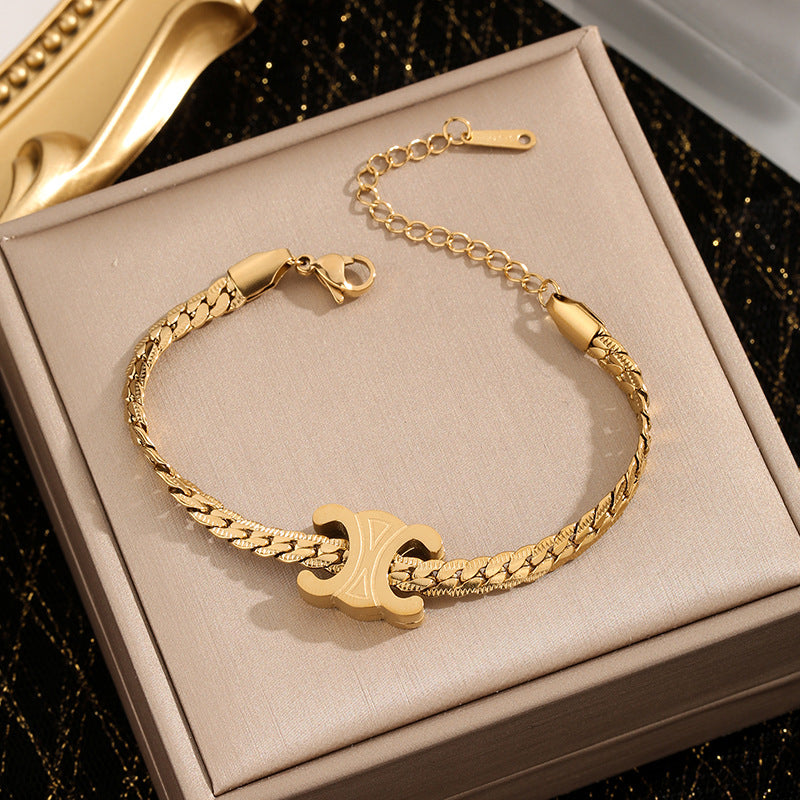 Women's Simple Arc Chain Titanium Steel Elegant Bracelets