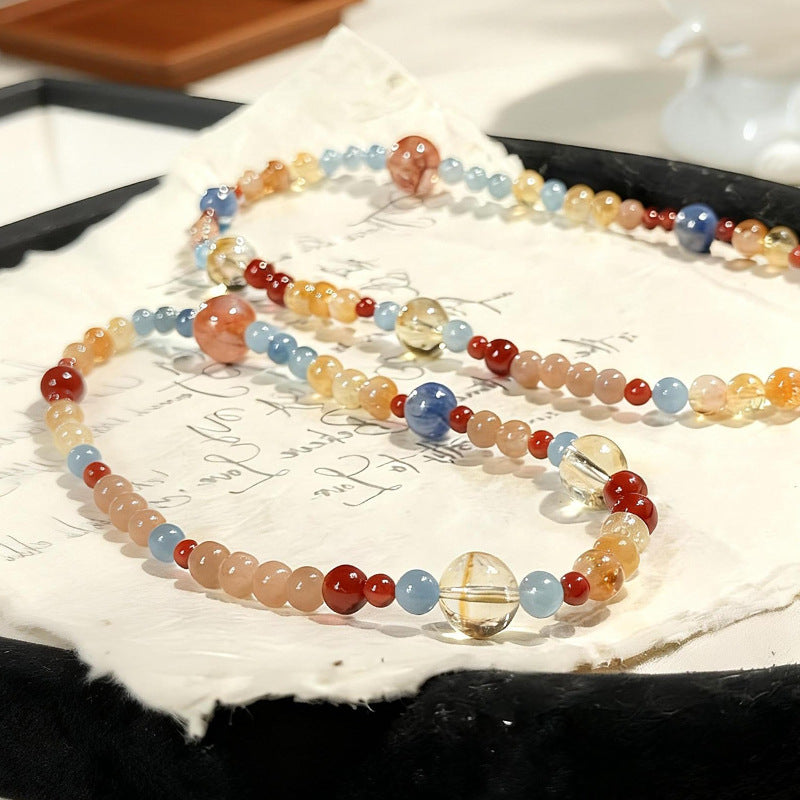 Style Natural Yellow Tower Crystal Red Sealant Flower Good-looking White Bracelet