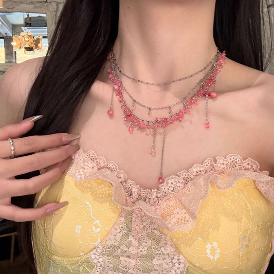 Dopamine Glass Flower Light Luxury High-grade Exquisite Clavicle Chain Sweet Necklace