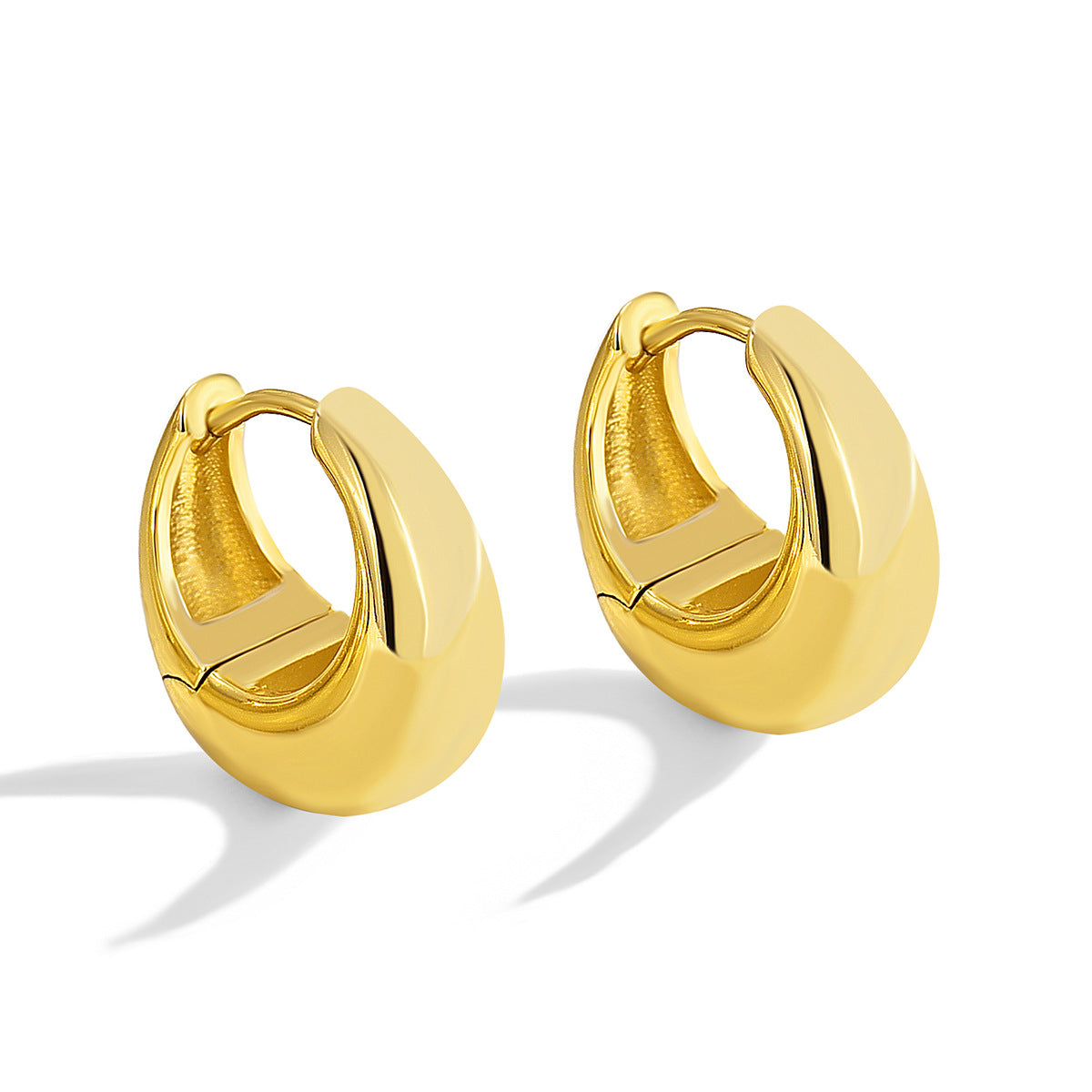 Women's Glossy Copper Plated Real Gold Everyday Joker Temperament Ear Clip Earrings