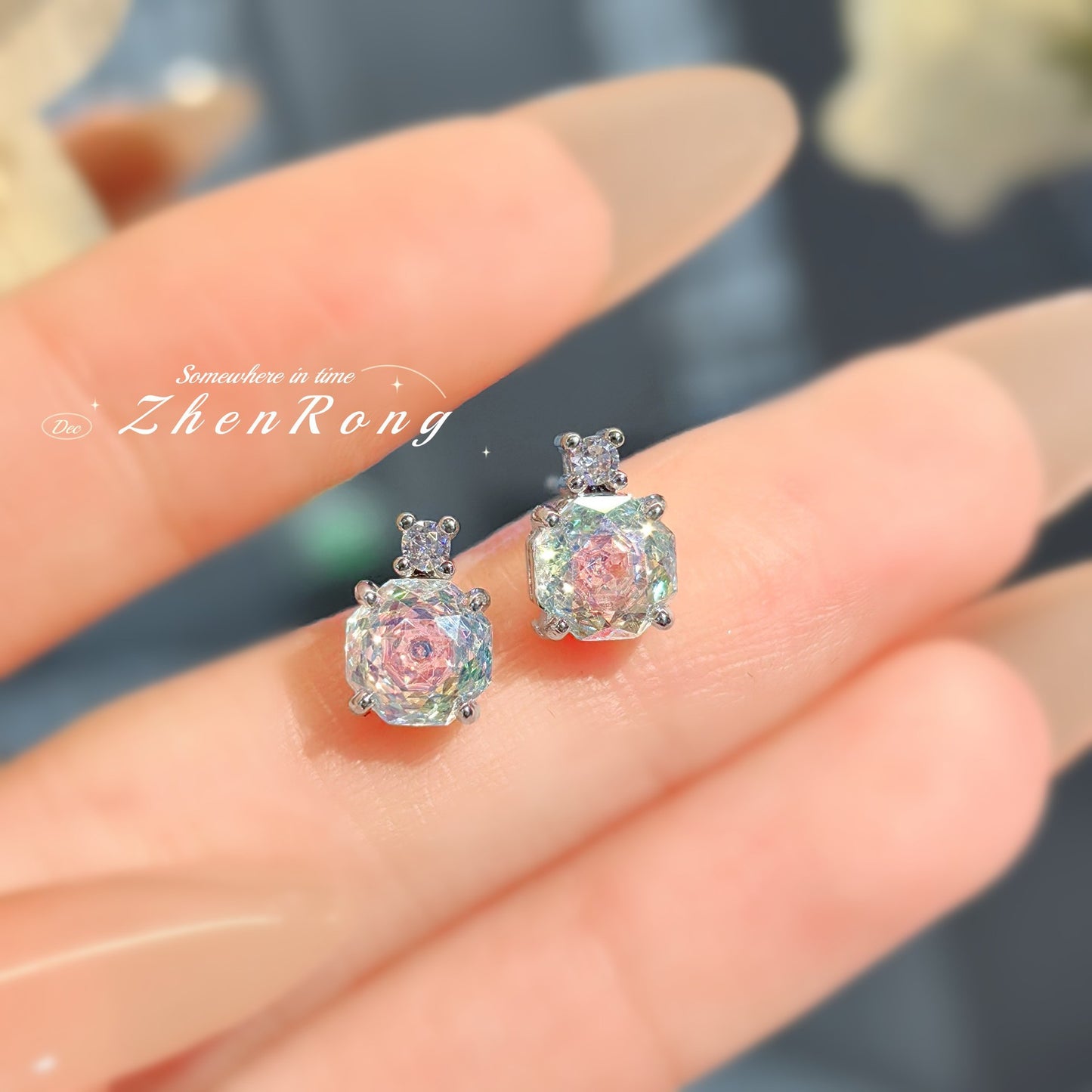 Women's Colorful Inlaid High Carbon Diamond Chinese Jewelry Set
