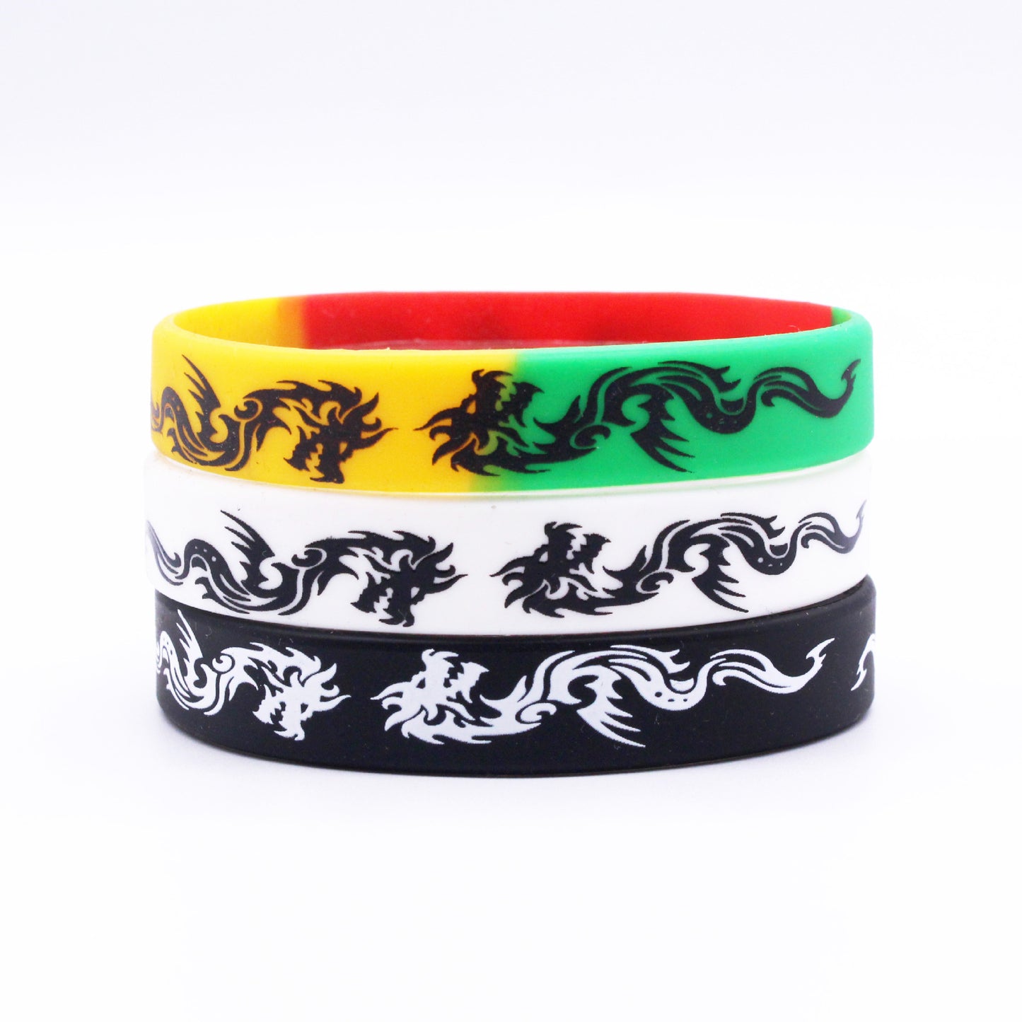 Dragon Pattern Silicone Ghana Flag Rock Bracelets