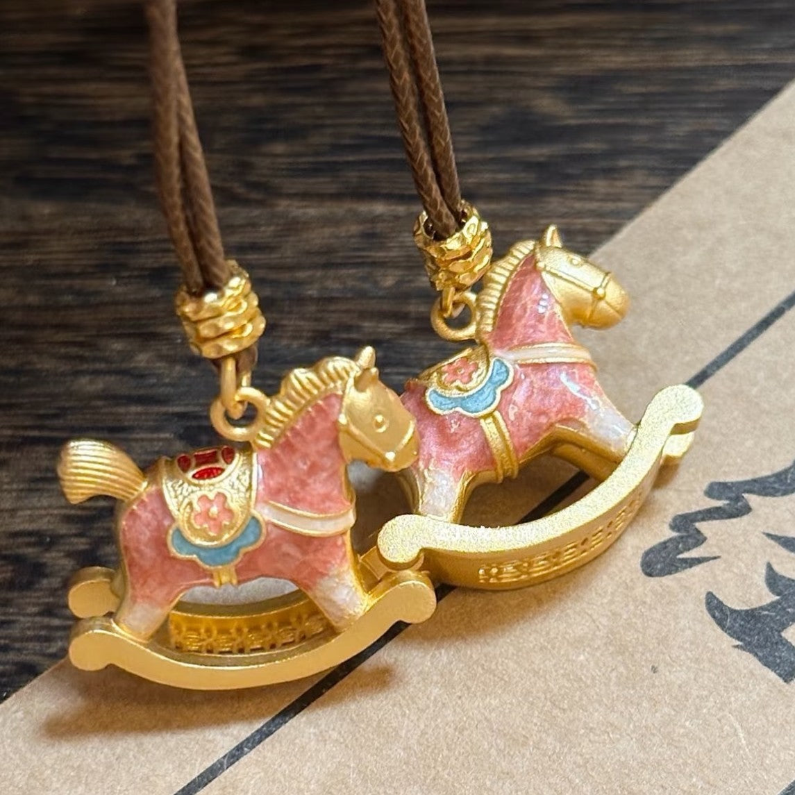 Cute Pink Blue Wooden Copper Coin Sweater Long Female Accessory Necklace