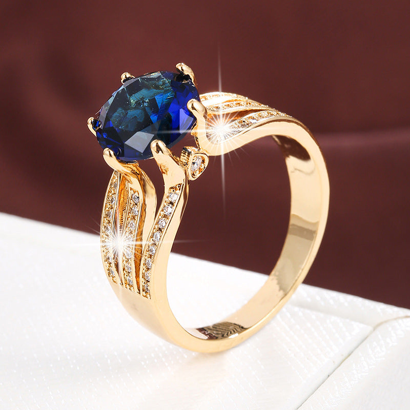 Zircon High-grade Noble Pure Copper Material Temperament Lady Ring