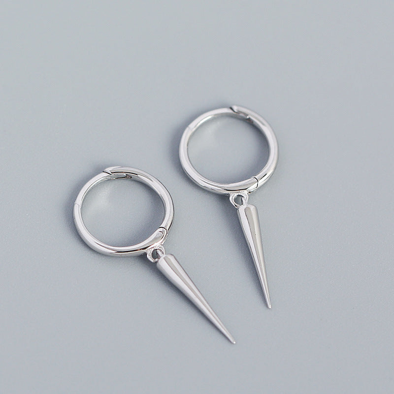 Sier Long Rivet Tapered Ear Clip Earrings