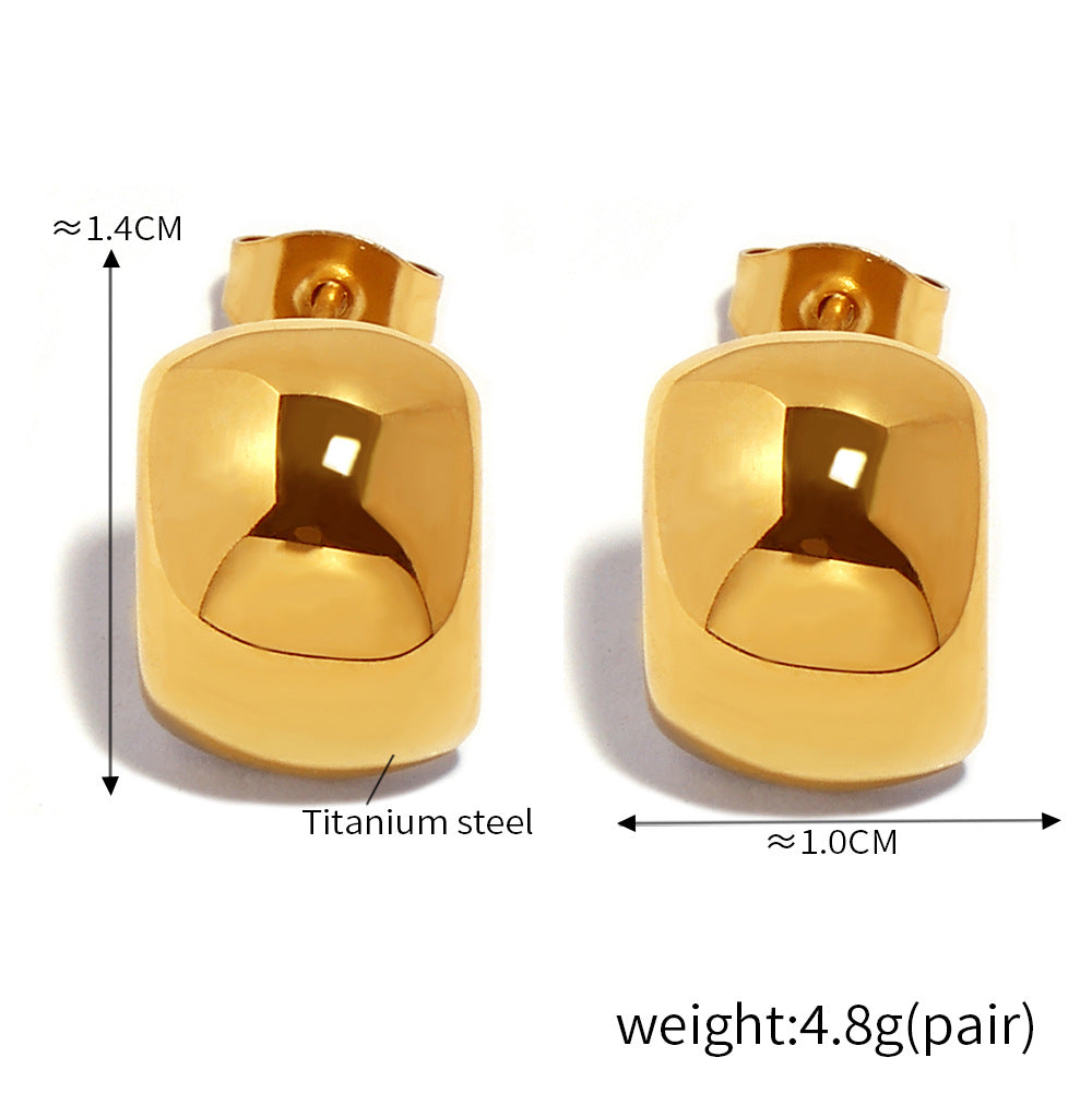 Cool Style Simple Fashionable Temperament Titanium Steel Gold Earrings