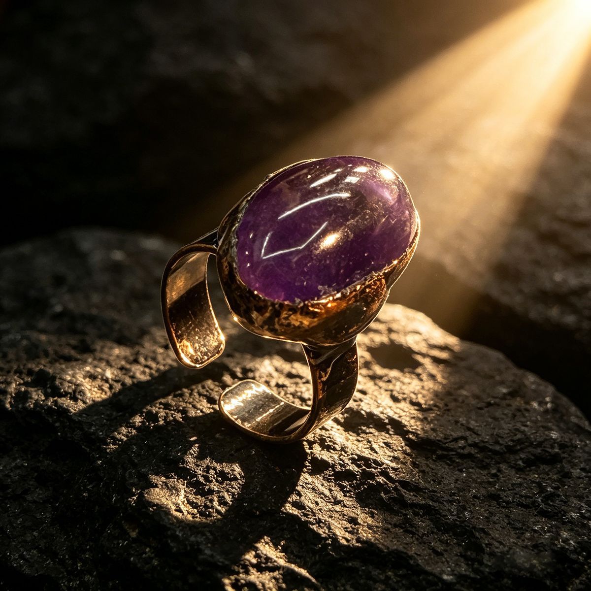 Gemstone Purple Yellow White Crystal Fluorite Amorphous Opening Adjustable Rings