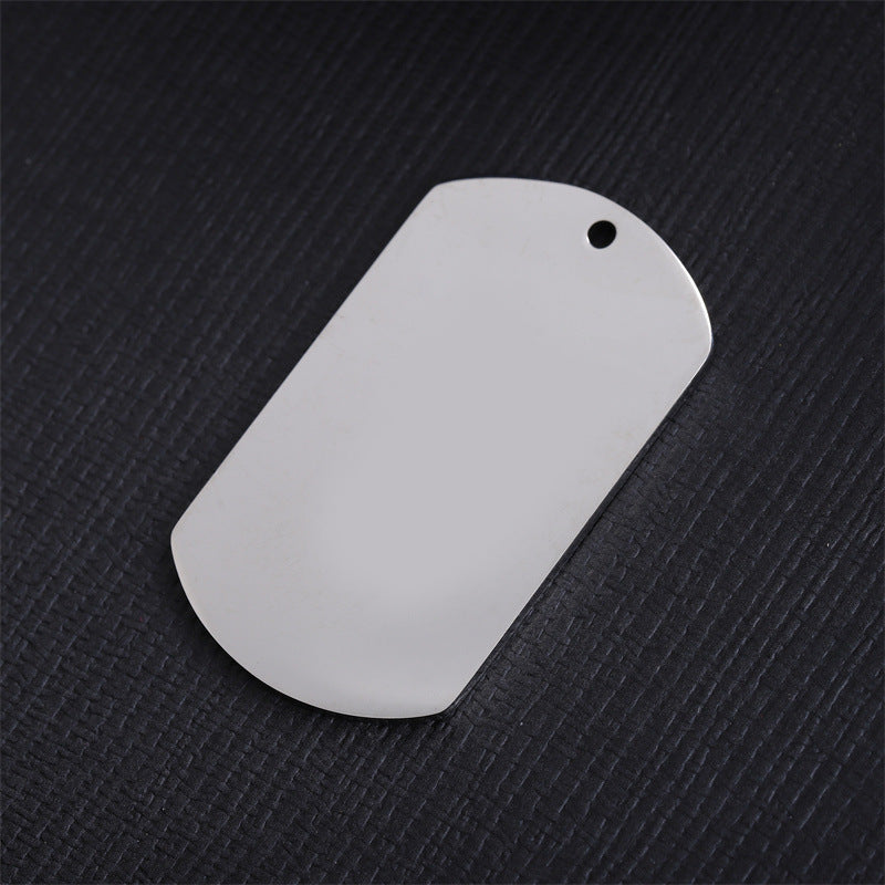 Men's Steel Dog Tag Titanium Blank Hang Pendants