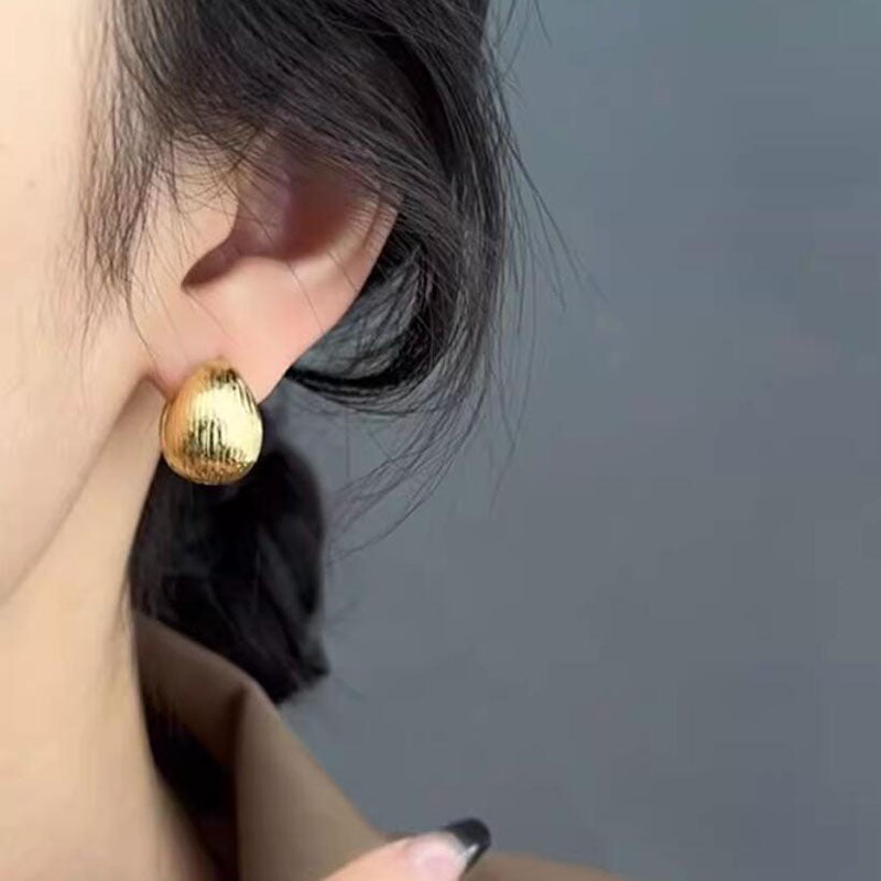 Women's Personalized Metallic Brushed Texture Steamed Bun Niche Design Earrings