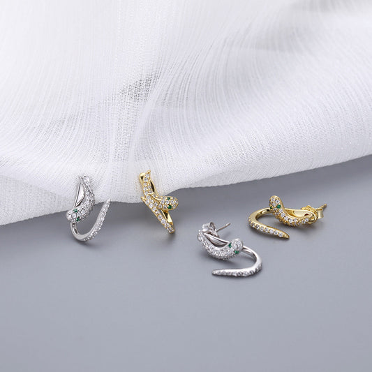 Casual Sier Zircon Personality Animal Exaggerated Earrings