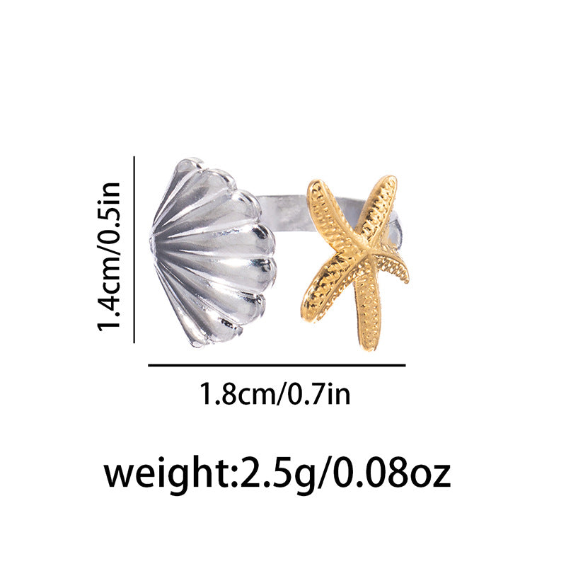 Personalized Two-color Stainless Steel Stacked Leaves Geometric Rings