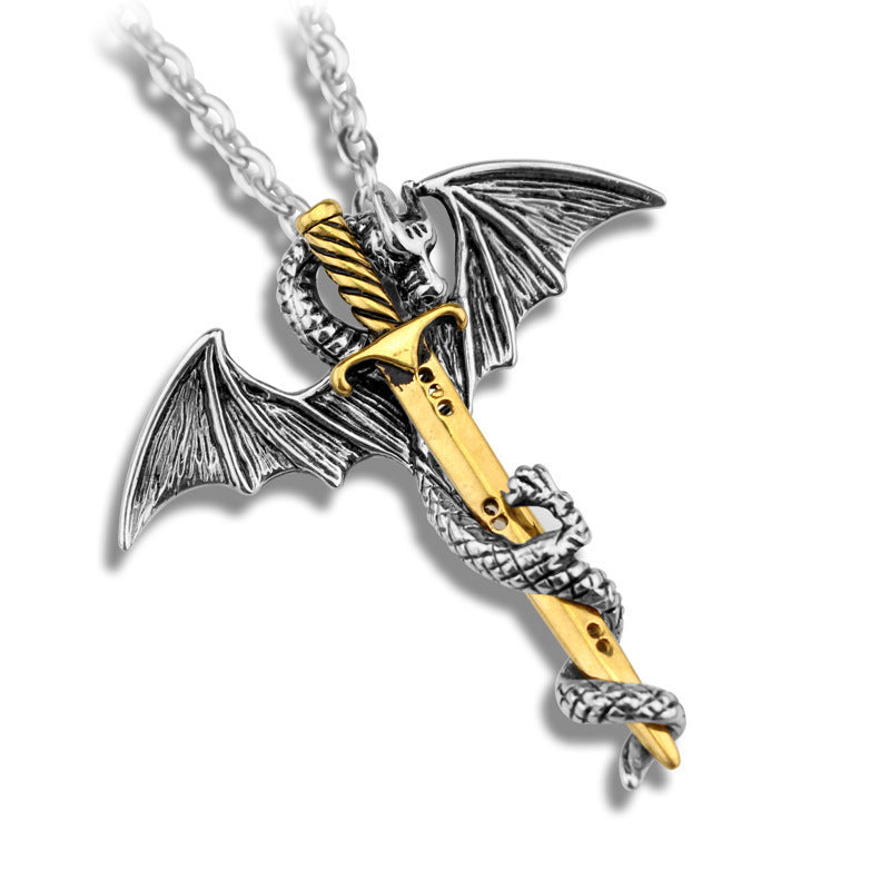 Hipster Rock Fashion Pterosaur Golden Sword Necklaces