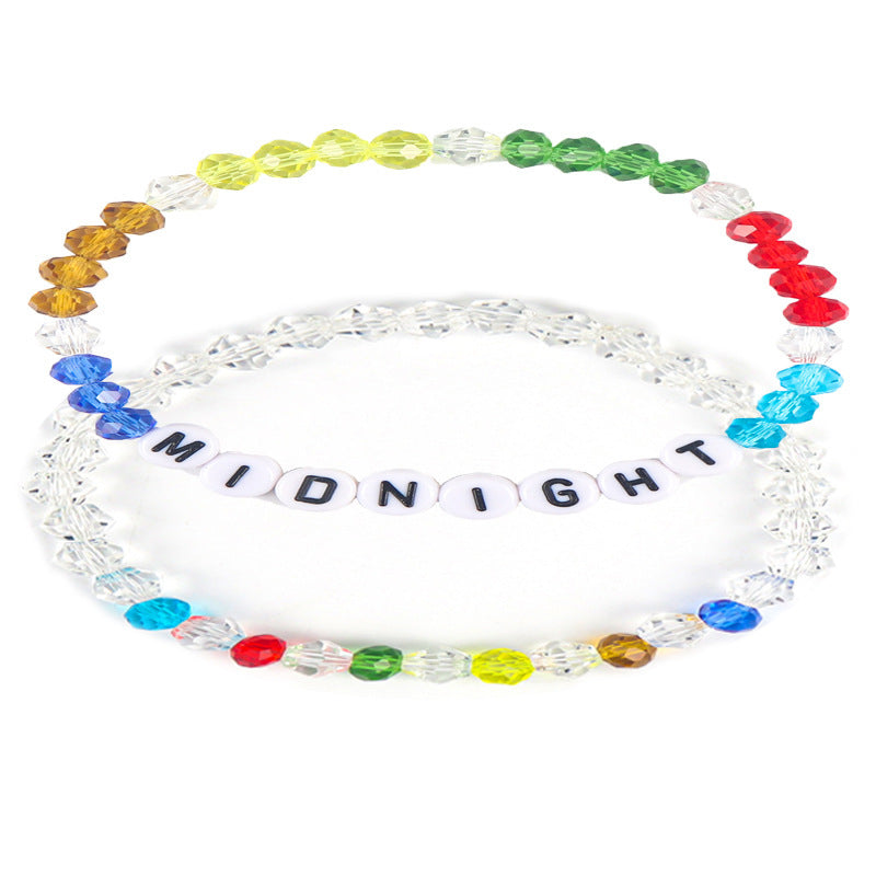 English Name Colorful Beads Rhombus Cut Bracelets